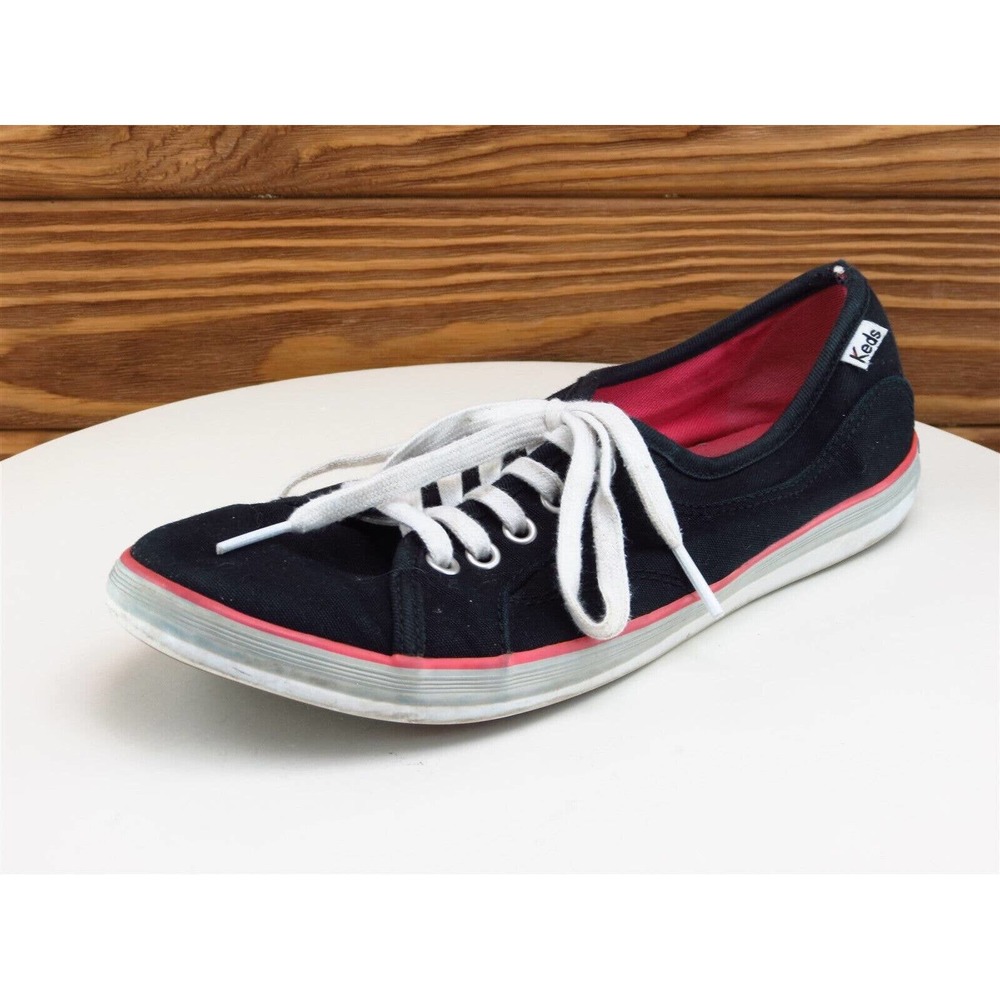 Keds Size 6.5 Sneaker Black Fabric Medium (B,‎ M) Lace Up Women